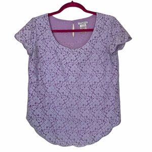 Talula Lavender Floral Lace Overlay Cap Sleeve Top